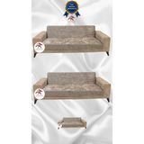 Parlak Kadife Geometrik Desenli Koruyucu Kolsuz Koltuk Örtüsü - Vizon - 3+3+2 (3 Parça Set) - 10 x 10 cm