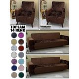 Parlak Kadife Kumaş 2 Adet Üçlü & Çekyat- 2 Adet Tekli Set Koltuk Kılıfı - 180 x 230 cm - Kahverengi