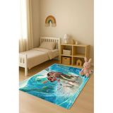 Parlak Kadife Kumaş Dijital Baskı Dot Kaymaz Tabanlı Çocuk Ve Genç Odası Halısı H0548 Renkli 80 X 200
