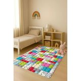 Parlak Kadife Kumaş Dijital Baskı Dot Kaymaz Tabanlı Çocuk Ve Genç Odası Halısı H1135 Renkli 140 X 200
