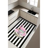 Parlak Kadife Kumaş Dijital Baskı Dot Kaymaz Tabanlı Mutfak Halısı H0043 Renkli 80 X 200
