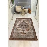 Parlak Kadife Kumaş Dijital Baskı Klasik Desenli Dot Kaymaz Tabanlı Halı H0086 Renkli 140 X 200