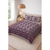 Parlak Kadife Kumaş Kapitoneli Çift Kişilik Yatak Örtüsü Seti (3 Parça) Cky0046 Renkli 240 X 260