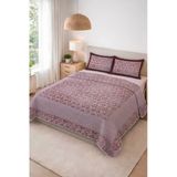 Parlak Kadife Kumaş Kapitoneli Çift Kişilik Yatak Örtüsü Seti (3 Parça) Cky0051 Renkli 240 X 260