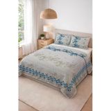 Parlak Kadife Kumaş Kapitoneli Çift Kişilik Yatak Örtüsü Seti (3 Parça) Cky0061 Renkli 240 X 260