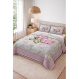 Parlak Kadife Kumaş Kapitoneli Çift Kişilik Yatak Örtüsü Seti (3 Parça) Cky0082 Renkli 240 X 260