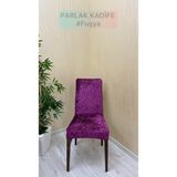 Parlak Kadife Kumaş Standart Işıltılı Lüks Sandalye Koruyucu Örtüsü - Fuşya - Üç Adet - 40 x 40 cm