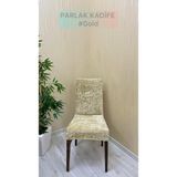 Parlak Kadife Kumaş Standart Işıltılı Lüks Sandalye Koruyucu Örtüsü - Gold - Üç Adet - 40 x 40 cm