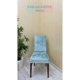 Parlak Kadife Kumaş Standart Işıltılı Lüks Sandalye Koruyucu Örtüsü - Mint - Üç Adet - 40 x 40 cm