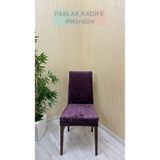 Parlak Kadife Kumaş Standart Işıltılı Lüks Sandalye Koruyucu Örtüsü - Mürdüm - Bir Adet - 40 x 40 cm