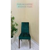 Parlak Kadife Kumaş Standart Işıltılı Lüks Sandalye Koruyucu Örtüsü - Zümrüt Yeşili - Iki Adet - 40 x 40 cm