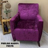 Parlak Kadife Kumaş Tekli Koltuk & Berjer Koltuk Kılıfı - 110 x 110 cm - Fuşya