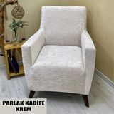 Parlak Kadife Kumaş Tekli Koltuk & Berjer Koltuk Kılıfı - 110 x 110 cm - Krem