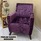 Parlak Kadife Kumaş Tekli Koltuk & Berjer Koltuk Kılıfı - 110 x 110 cm - Mürdüm