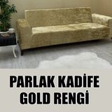 Parlak Kadife Kumaş Üçlü & Çekyat Koltuk Kılıfı - 180 x 230 cm - Altın