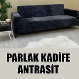 Parlak Kadife Kumaş Üçlü & Çekyat Koltuk Kılıfı - 180 x 230 cm - Antrasit