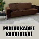 Parlak Kadife Kumaş Üçlü & Çekyat Koltuk Kılıfı - 180 x 230 cm - Kahverengi