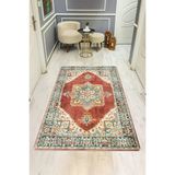 Parlak Kadife Kumaş Vıntage Dijital Baskı Dot Kaymaz Tabanlı Halı H0827 Renkli 140 X 200