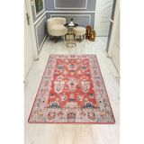 Parlak Kadife Kumaş Vıntage Dijital Baskı Dot Kaymaz Tabanlı Halı H0829 Renkli 140 X 200