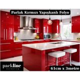 Parlak Kırmızı Yapışkanlı Folyo Mutfak Dolap Ve Mobilya Kaplama Folyosu 61cm X 3m 031 - Parlak Kırmızı