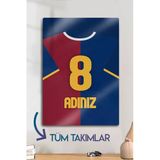 Parlak Metal Levha Üzerine - İsim Yazdırmalı Taraftar Forma, Tüm Takımlar, Barca