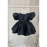 Parlak Mikado Kabarık Kız Çocuk Bebek Siyah Abiye - 4 Yaş