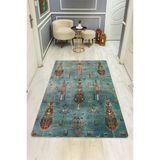 Parlak Parlak Kadife Kumaş Dijital Baskı Etnik Desenli Dot Kaymaz Tabanlı Halı Kumaş Dijital Baskı Dot Kaymaz Tabanlı Mutfak Halısı H0817 Renkli 80 X 150