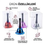 Parlak Renkli Metal Resepsiyon Çanı El Zili - Okul, Ofis, Masa Ve Etkinlik Çağrı Çanı 1 Adet