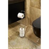 Parlak Silver Metal Ayaklı Tuvalet Kağıtlığı Ve Yedek Rulo Standı | Modern Wc Kağıtlık