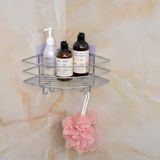 Parlak Silver Yapışkanlı Köşe Raf Organizer Duş Şampuanlık Banyo Rafı Paslanmaz Metal