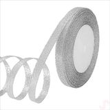 Parlak Simli Organze Kurdele, 1 cm x 23 mt - Gümüş