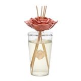 Parlak Sırlı Pembe Seramik Gül Detaylı Çubuklu Oda Kokusu 400 ml-Garden Rose&Pudra