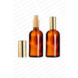 parlakcam 100ml Altın Renkli Metal Lüx Sprey Şişe, Parfüm Kolonya vb İçin Sızdırmaz Amber Cam Şişe 1 Adet