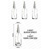 parlakcam 100ml Burun Spreyi Şişesi 100cc Nazal Burun Sprey Şeffaf Cam Şişe Kaliteli Beyaz Sprey Şişesi 3 Adet