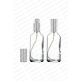 parlakcam 100ml Gümüş Renkli Metal Lüx Sprey Şişe, Parfüm Kolonya vb İçin Sızdırmaz Şeffaf Cam Şişe 1 Adet