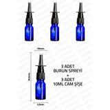 parlakcam 10ml Burun Spreyi Şişesi 10cc Nazal Burun Sprey Mavi Cam Şişe Kaliteli Siyah Sprey Şişesi 3 Adet