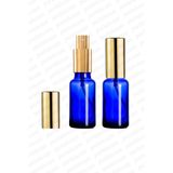 parlakcam 20ml Altın Renkli Full Metal Lüx Sprey Şişe, Parfüm Kolonya vb İçin Sızdırmaz Mavi Cam Şişe 1 Adet
