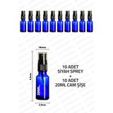 parlakcam 20ml Mavi Siyah Sprey Başlıklı Mavi Şişe 20cc Fısfıs Kolonya ve Dezenfektan Şişesi 10 Adet