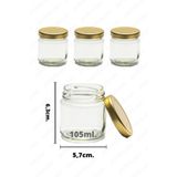 parlakcam 3 Adet Cam Kavanoz 105ml Gold Metal Kapaklı Gıda, Krem Ve Yemek Kullanımına Uygun Dekoratif Kavanoz