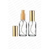 parlakcam 30ml Altın Renkli Full Metal Lüx Sprey Şişe, Parfüm Kolonya vb İçin Sızdırmaz Şeffaf Cam Şişe 1 Adet