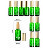 parlakcam 30ml Altın Renkli Full Metal Lüx Sprey Şişe, Parfüm Kolonya vb İçin Sızdırmaz Yeşil Cam Şişe 10 Adet