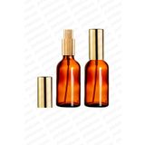 parlakcam 50ml Altın Renkli Full Metal Lüx Sprey Şişe, Parfüm Kolonya vb İçin Sızdırmaz Amber Cam Şişe 1 Adet