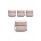 parlakcam 50ml buzlu renk krem kavanozu cam krem kutusu beyaz renk koruma kapaklı 50cc cam kavanoz 3 adet