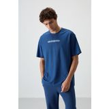 Parlament Pamuklu Kalın Yüzeyi Dokulu Oversize Fit Baskılı Erkek T-Shirt - 88365