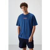 Parlament Pamuklu Kalın Yüzeyi Dokulu Oversize Fit Baskılı Erkek T-Shirt - 88372