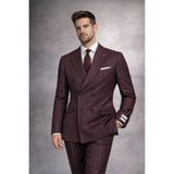 PARLAMENTER Fabio Cassel Kurvaze Takım Elbise Erkek Premium Slim Fit Çizgili Klasik