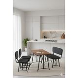Parlazonhome Elfin 70X110 Atlantik Sabit, 2 Sandalye 1 Bench, Masa Sandalye Takımı, Mutfak Masası Takımı - Antrasit