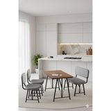 Parlazonhome Elfin 70X110 Atlantik Sabit, 2 Sandalye 1 Bench, Masa Sandalye Takımı, Mutfak Masası Takımı - Gri