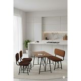 Parlazonhome Elfin 70X110 Atlantik Sabit, 2 Sandalye 1 Bench, Masa Sandalye Takımı, Mutfak Masası Takımı - Kahve - Kahverengi