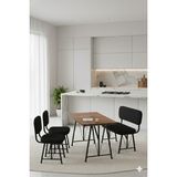 Parlazonhome Elfin 70X110 Atlantik Sabit, 2 Sandalye 1 Bench, Masa Sandalye Takımı, Mutfak Masası Takımı - Siyah